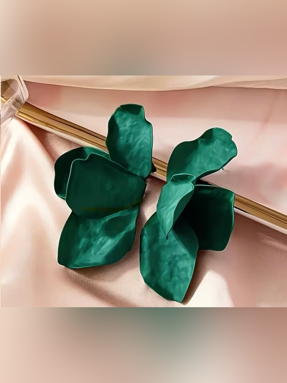 Green Floral Statement Earrings - Elegant Women Accessories